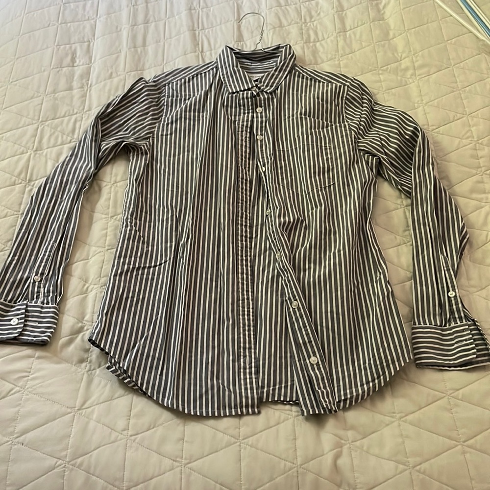 Striped button up top